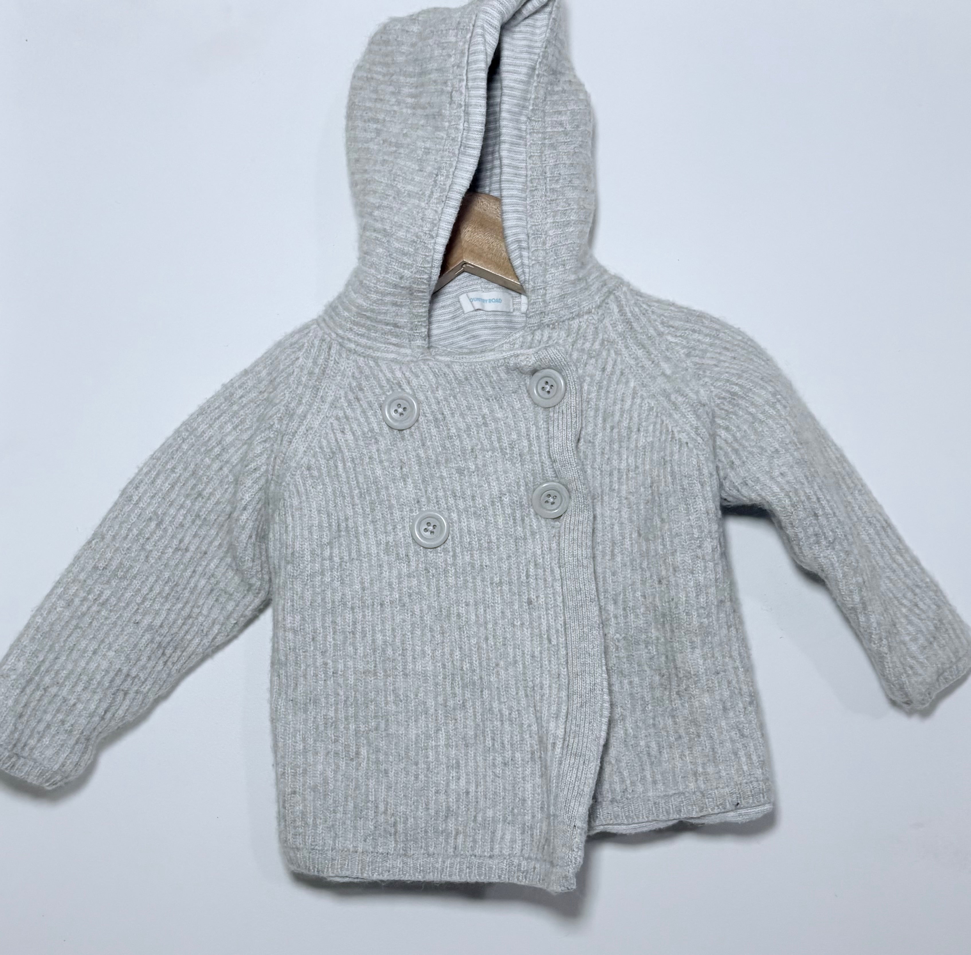 Country Road Knitted Hooded Jacket – Grey (Size 2)