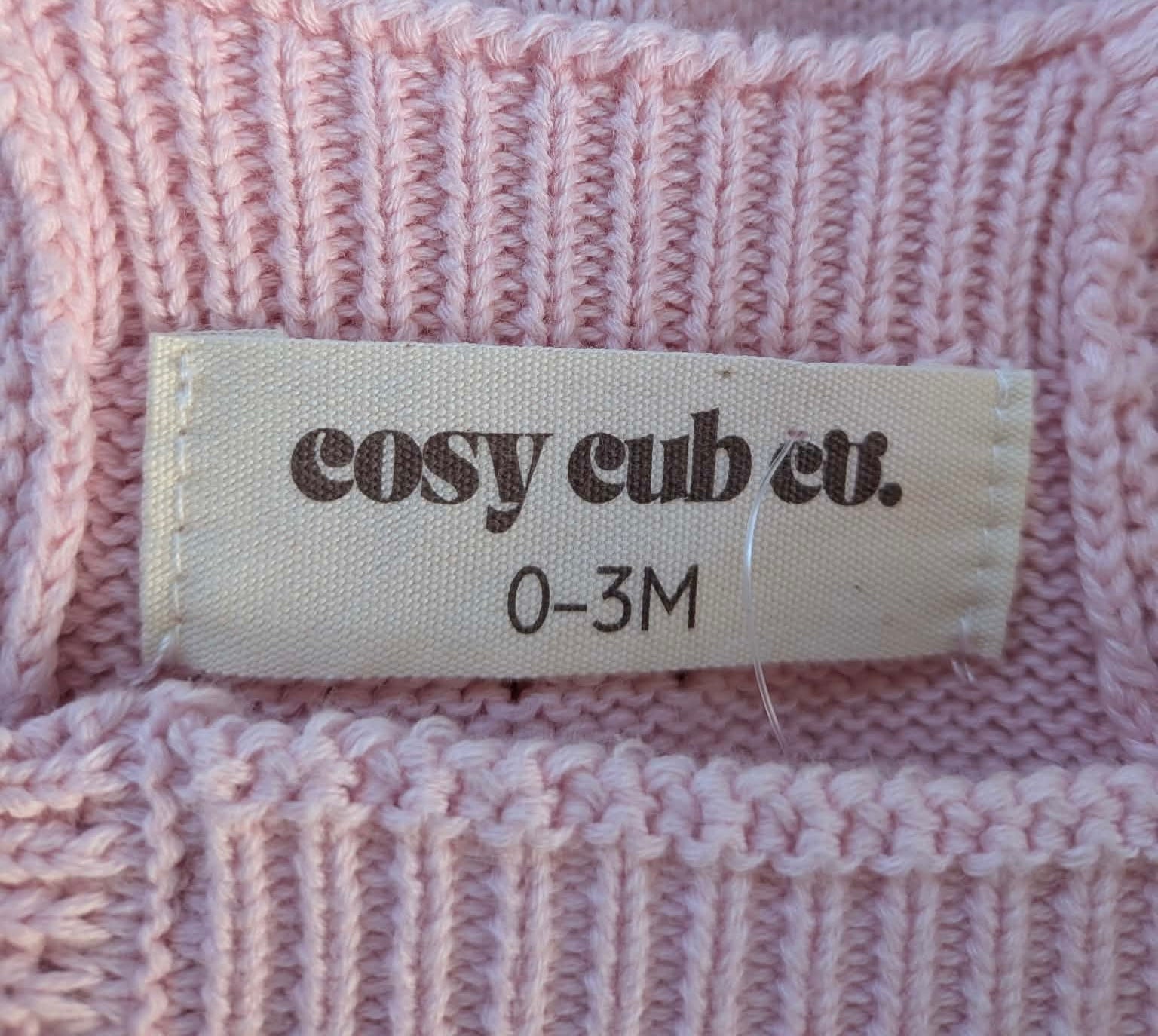 Cosy Cub Knit Romper – Size 000 (0–3 Months) | Blush Pink