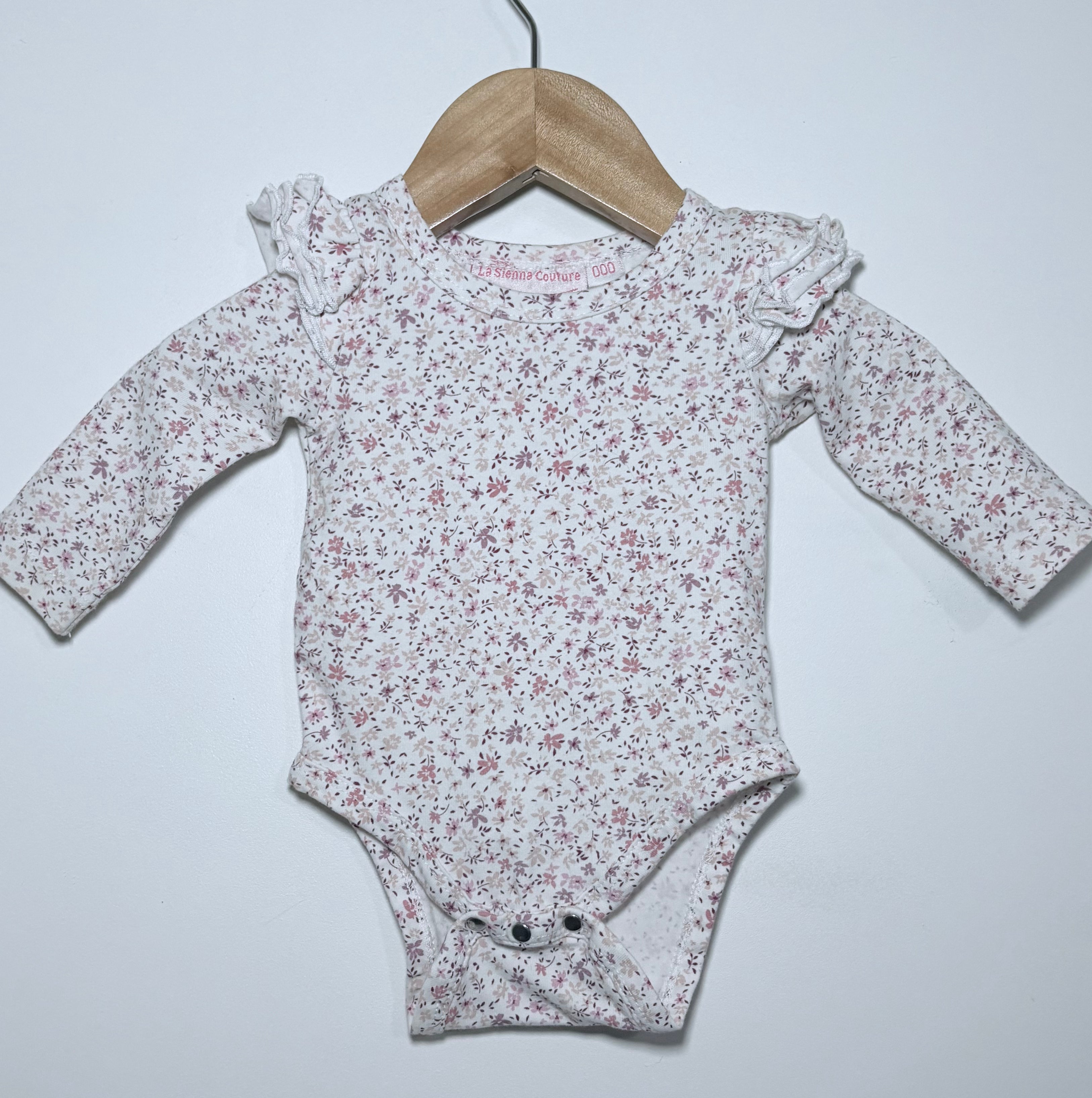 La Sienna Couture Floral Frill Bodysuit – Size 000