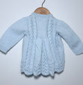 Vintage-Style Hand Knit Blue Cardigan – Size 0-3 months