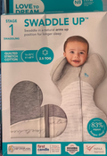 LOVE TO DREAM Swaddle Up™ Stage 1 (Medium 6–8.5kg) – 2.5 TOG Quilted Cotton – Grey