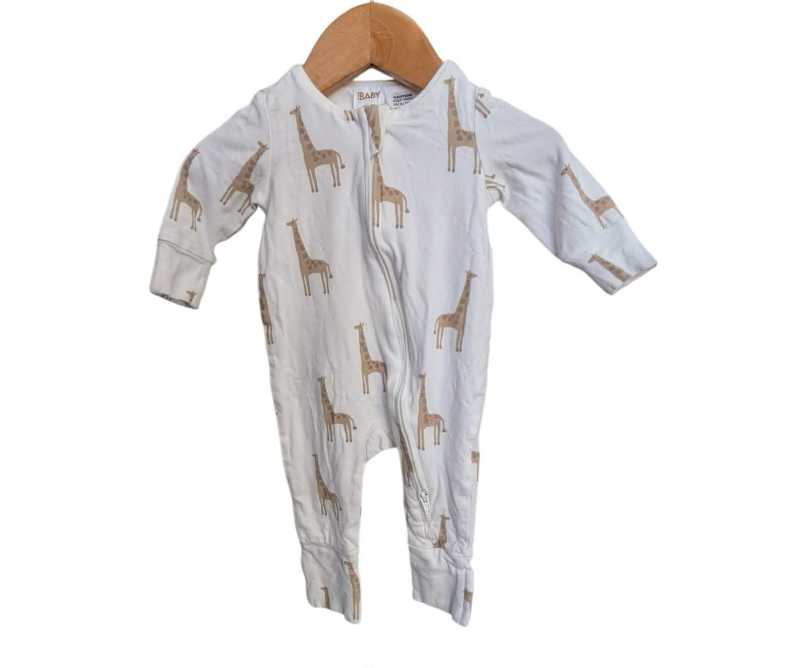 Littlie Organic Boy Print Long Sleeve Zip Rompers x 6-size 0-3 mths