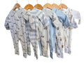 Littlie Organic Boy Print Long Sleeve Zip Rompers x 6-size 0-3 mths