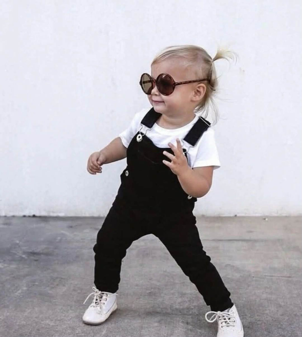 Little people black stretch Denim overalls  size 1 ￼