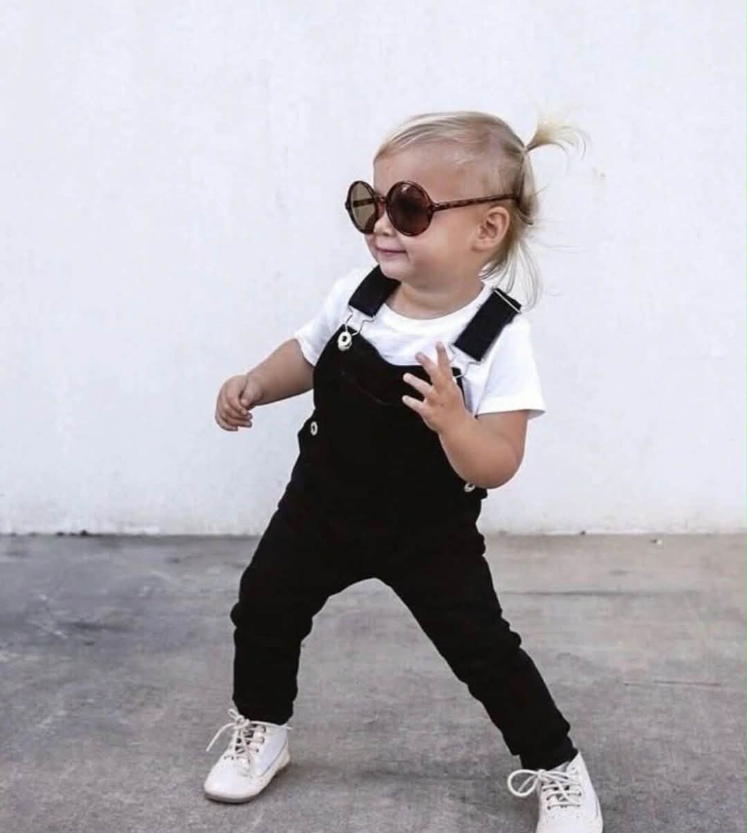 Little people black stretch Denim overalls  size 1 ￼