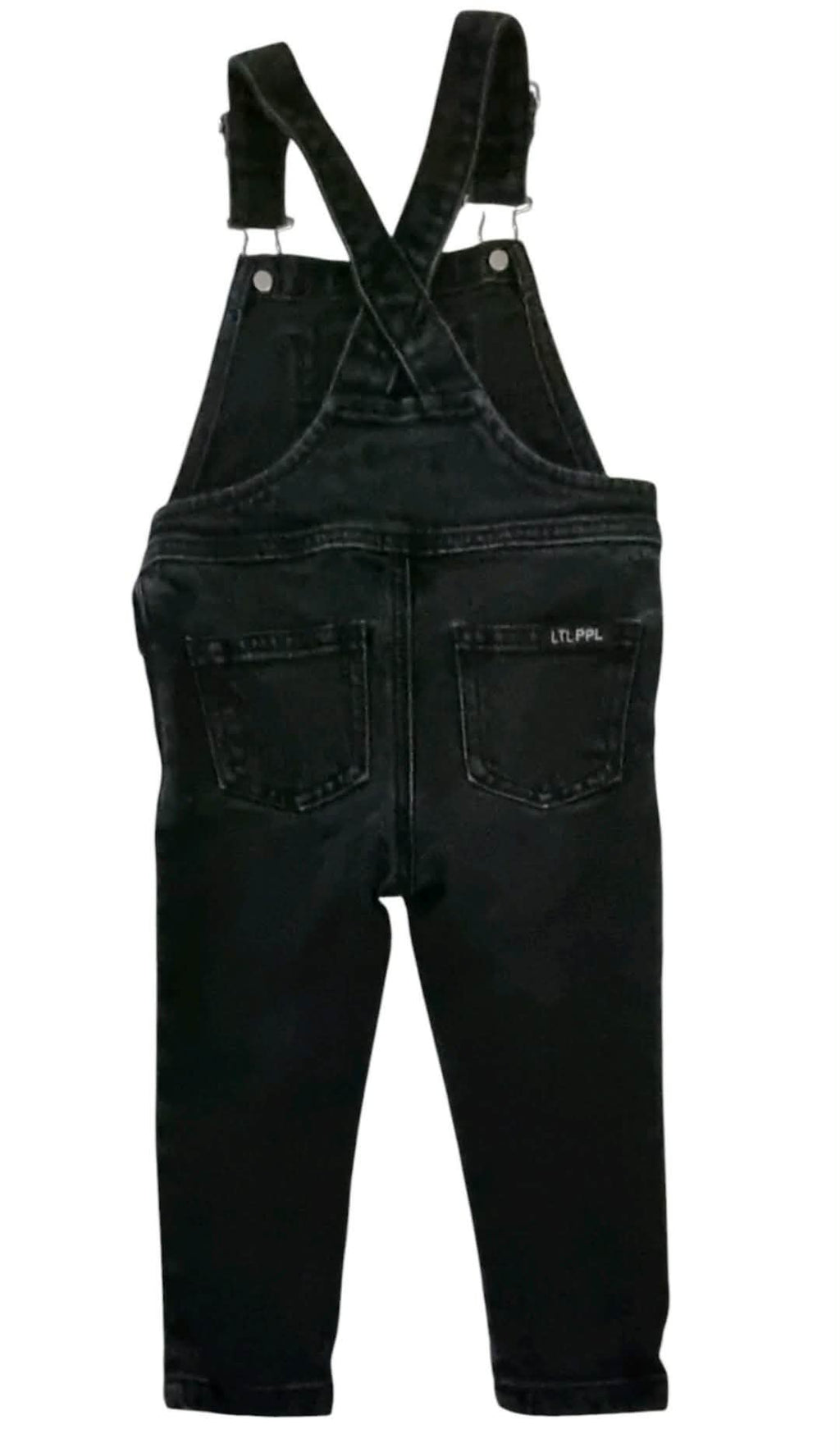 Little people black stretch Denim overalls  size 1 ￼
