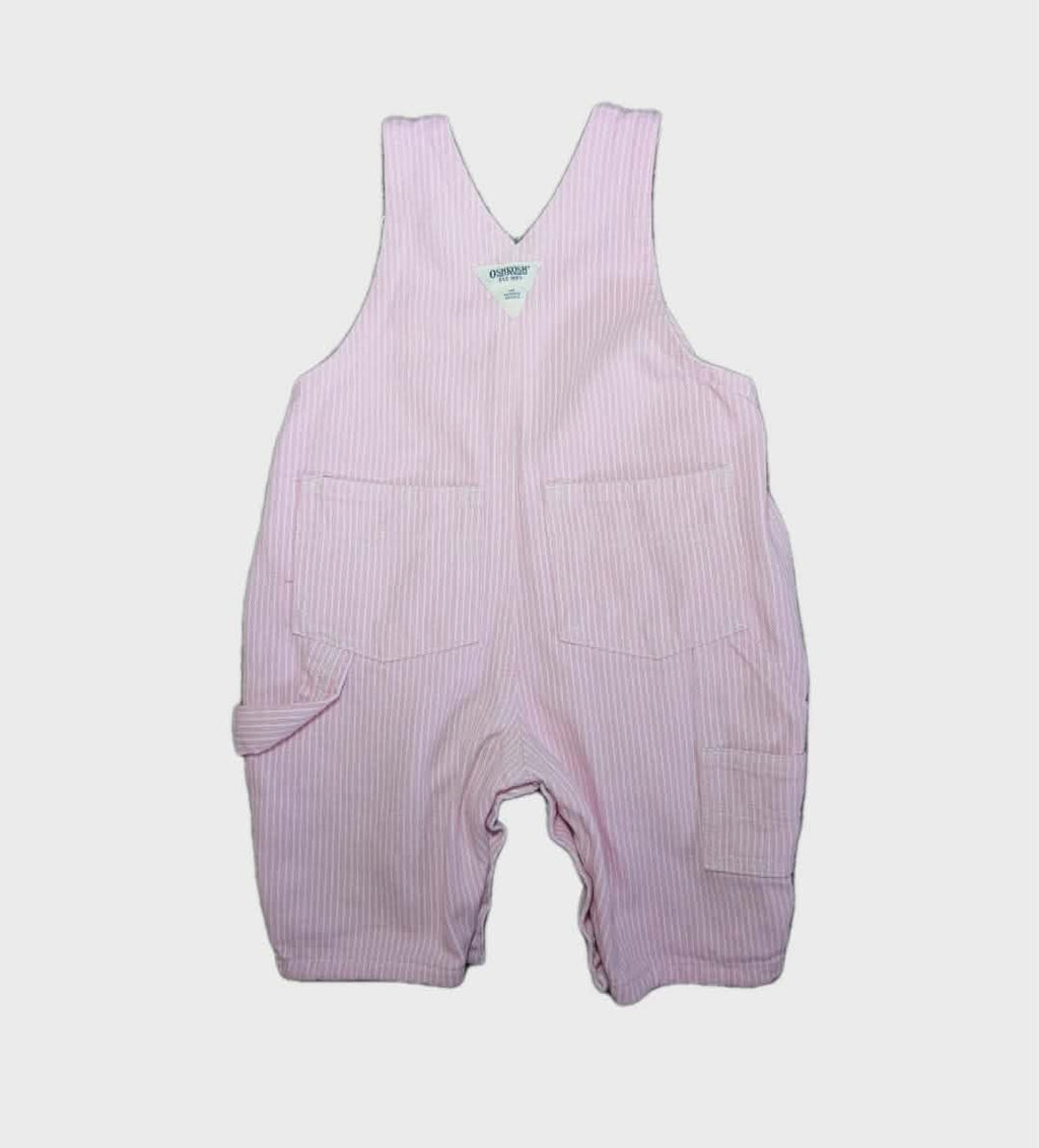 🌸 Vintage OshKosh Baby Girl Pink Stripe Overalls – Size 0–3 Months - Like New🌸