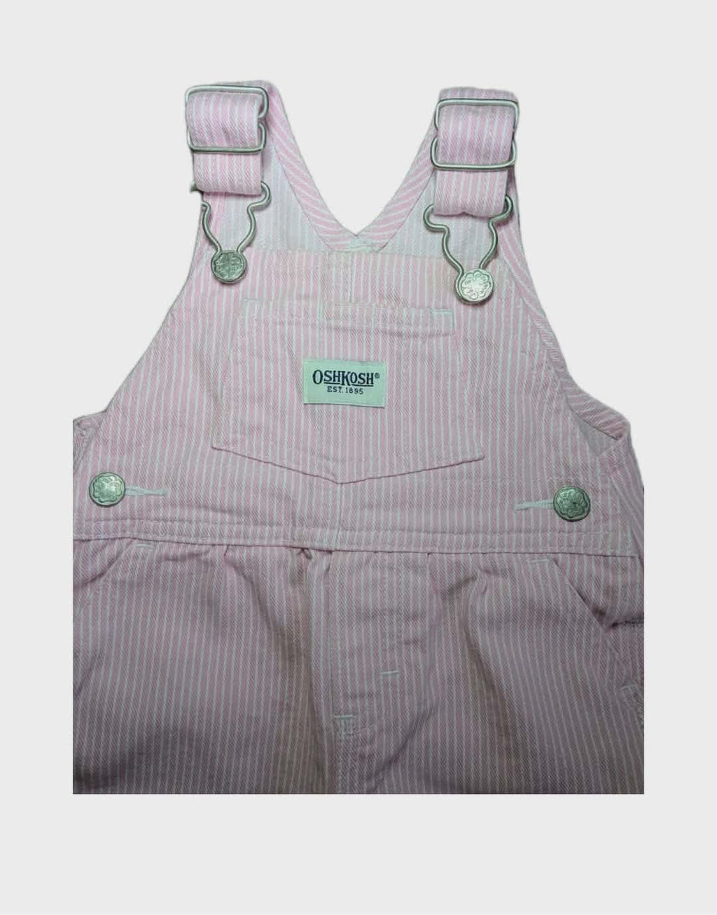 🌸 Vintage OshKosh Baby Girl Pink Stripe Overalls – Size 0–3 Months - Like New🌸
