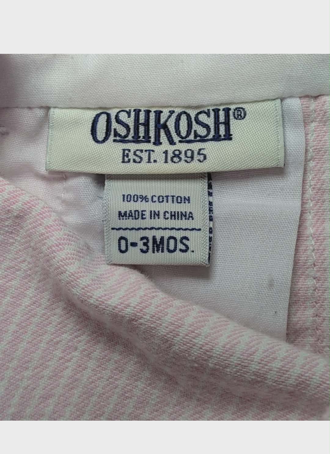 🌸 Vintage OshKosh Baby Girl Pink Stripe Overalls – Size 0–3 Months - Like New🌸