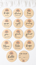 🌈 Rainbow Wooden Baby Milestone Discs Set