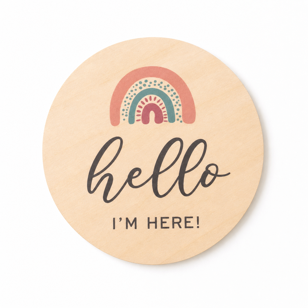 🌈 Rainbow Wooden Baby Milestone Discs Set