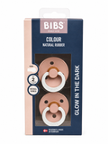 BIBS Glow in the Dark Dummy 2 Pack – Blush (Size 2)