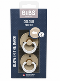 BIBS Glow in the Dark Dummy 2 Pack – Vanilla (Size 1)