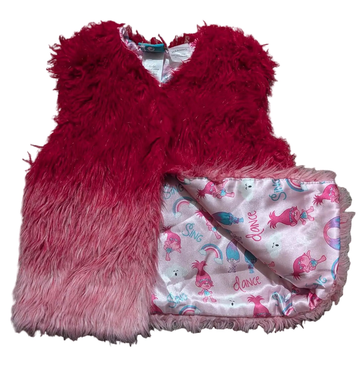 Trolls Faux Fur Vest – Pink Ombre (Size 3)