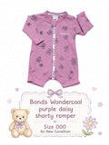 Bonds Wondercool Purple Daisy Shorty Romper – Size 000