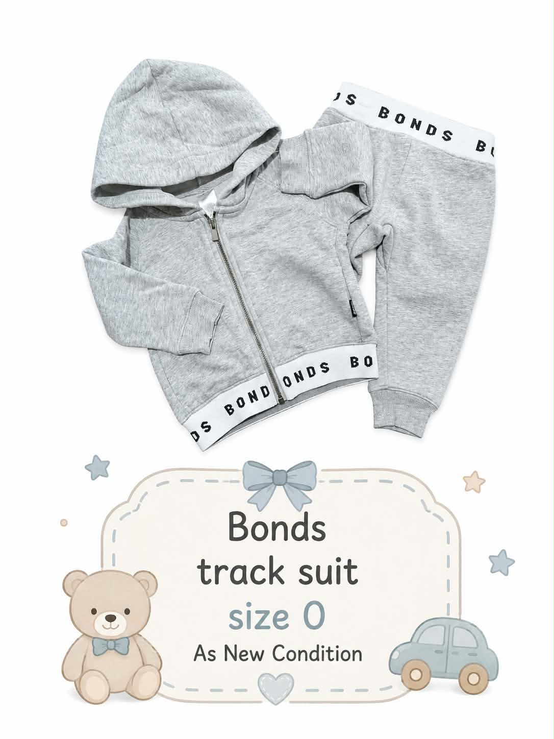 Bonds Grey Tracksuit Set – Hoodie & Track Pants | Size 0
