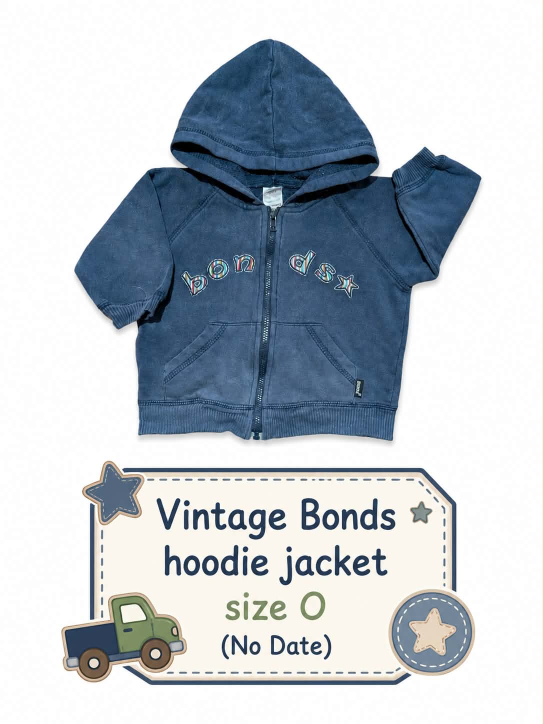 Vintage Bonds Hoodie Jacket – Navy | Size 0