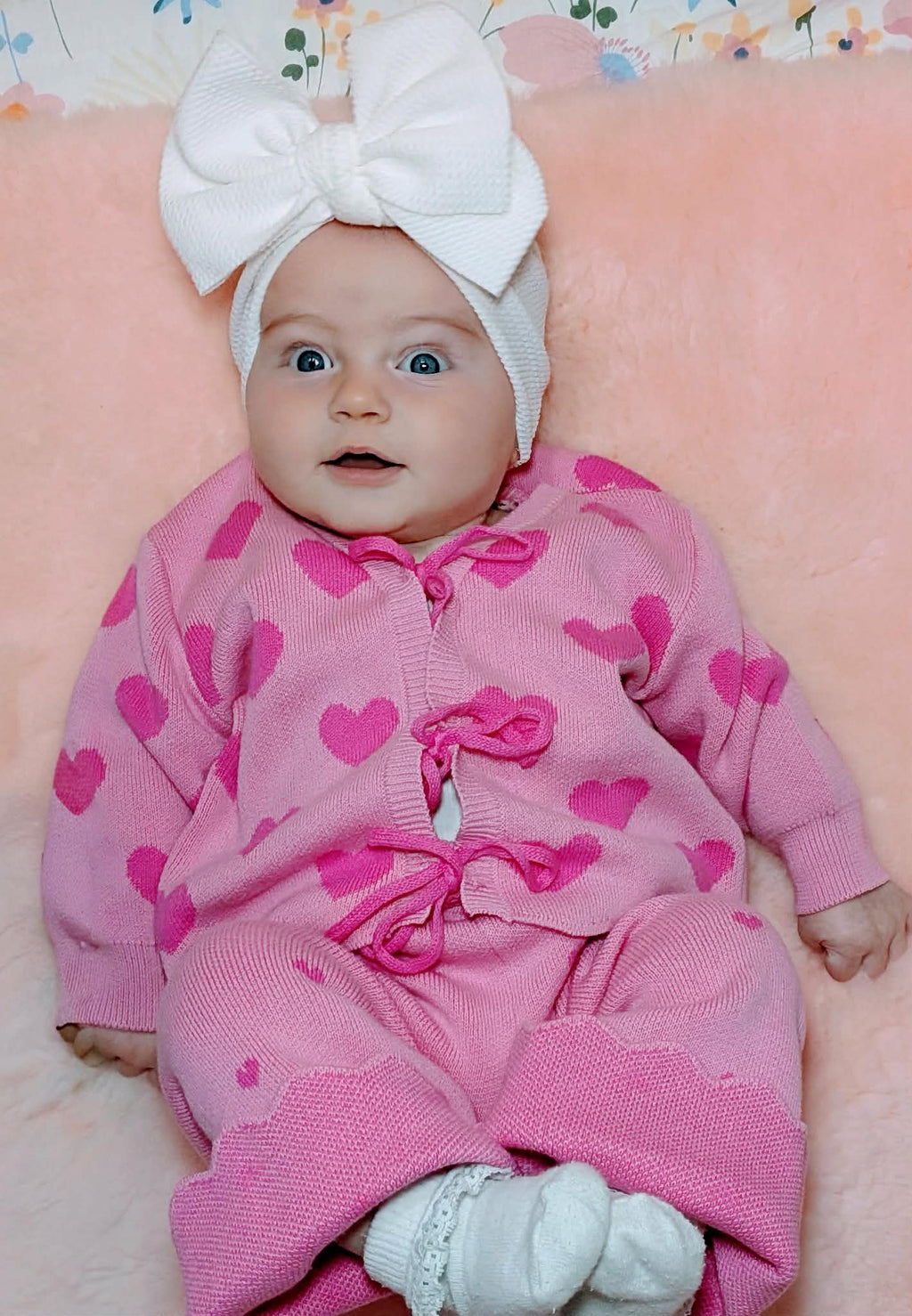 Little Violet Threads Heart Knit Set – Pink (6–12 Months)