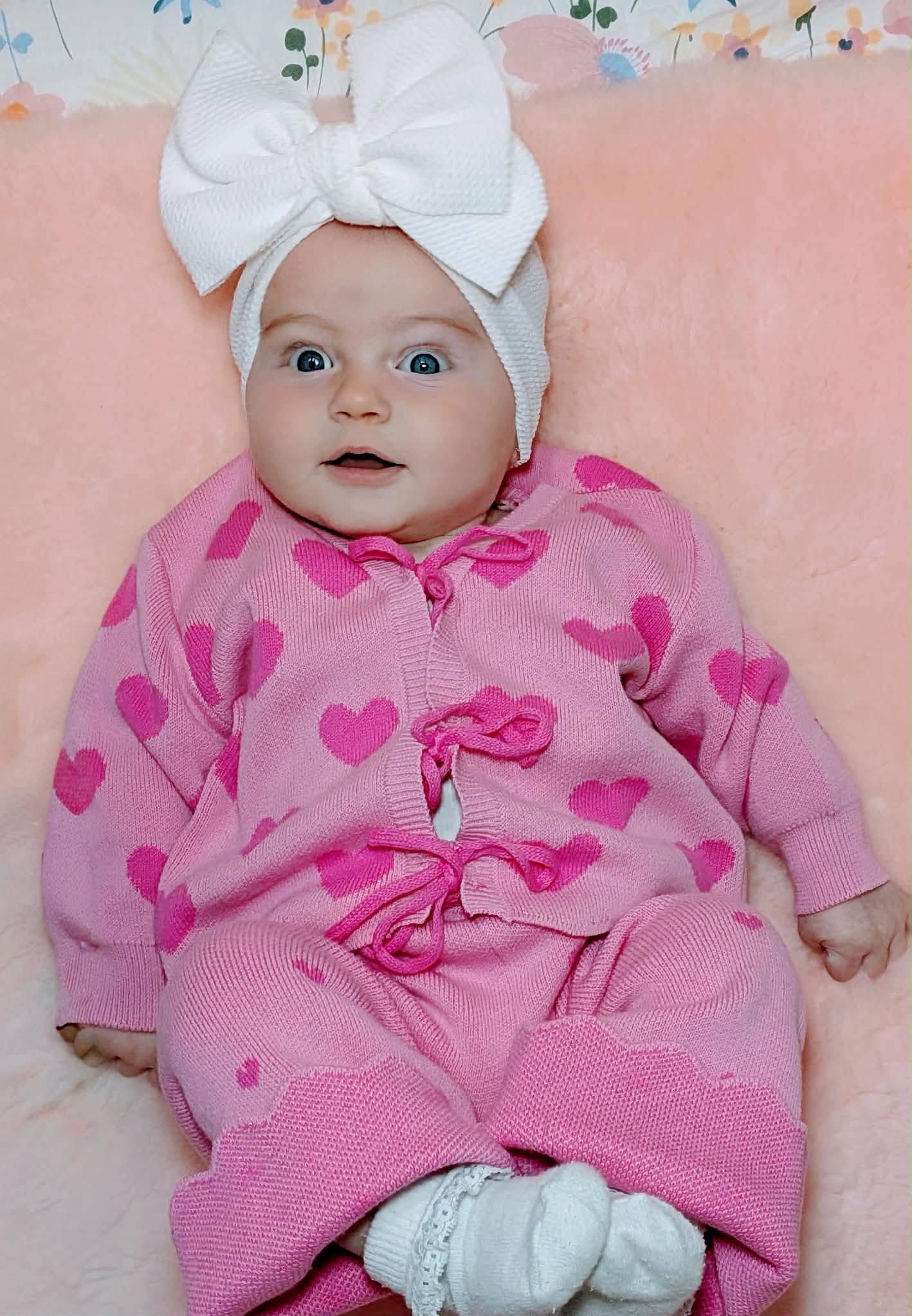 Little Violet Threads Heart Knit Set – Pink (6–12 Months)