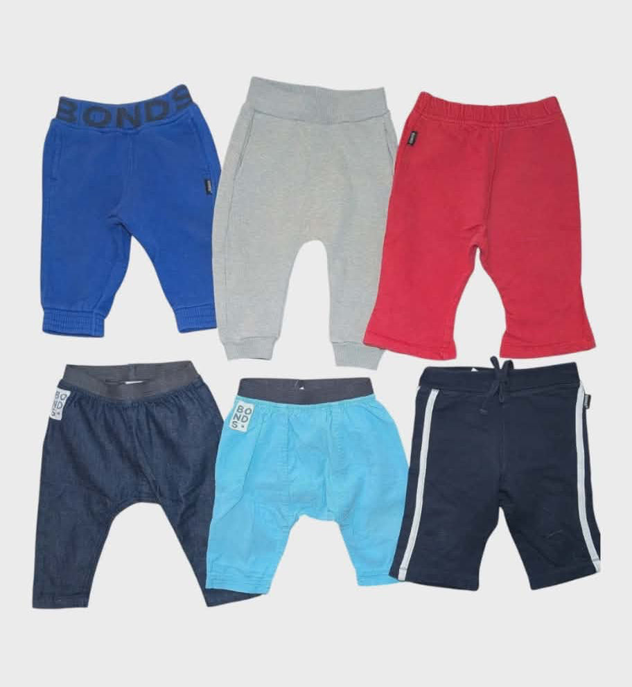 BONDS Size 00~Bundle of 6 pairs of Assorted Long Pants~Boys colours~EUC 💙
