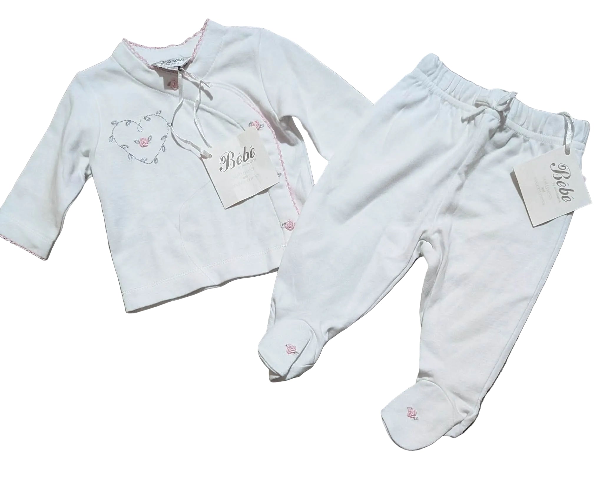 Bebe Newborn 2-Piece Set (Top & Footed Pants) – Size 0000 – BNWT