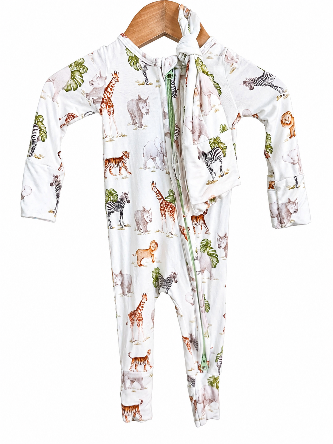Zayelle Zip Romper Set – Size 000 (0–3 Months) | Safari Print