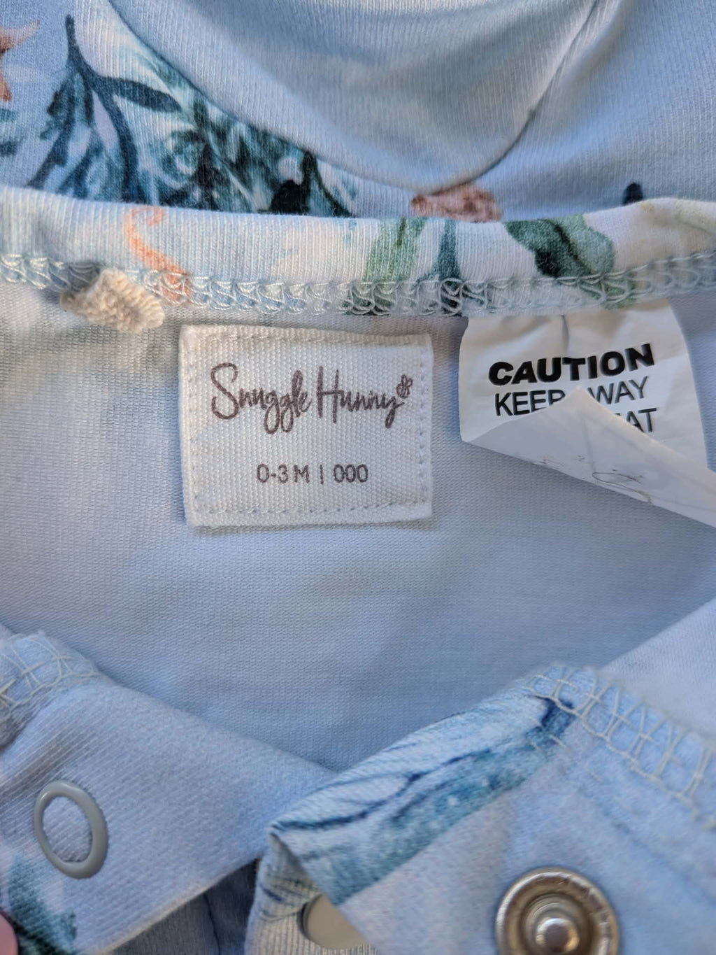 Snuggle Hunny Zip Romper – Size 000 (0–3 Months) | Ocean Print