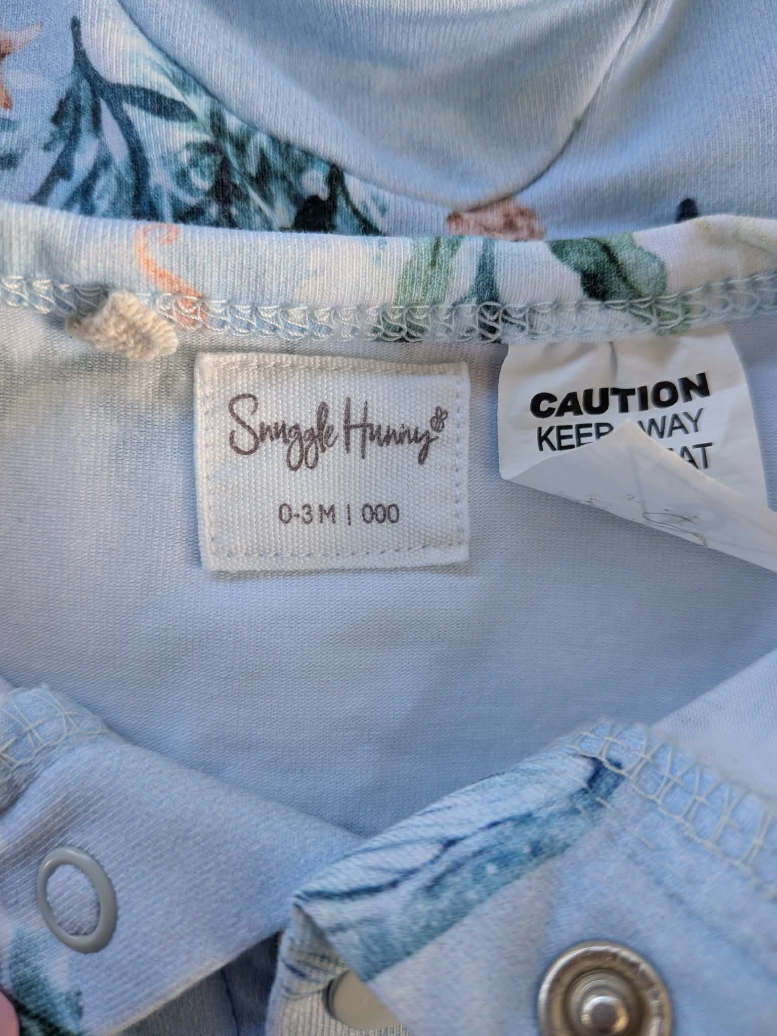 Snuggle Hunny Zip Romper – Size 000 (0–3 Months) | Ocean Print