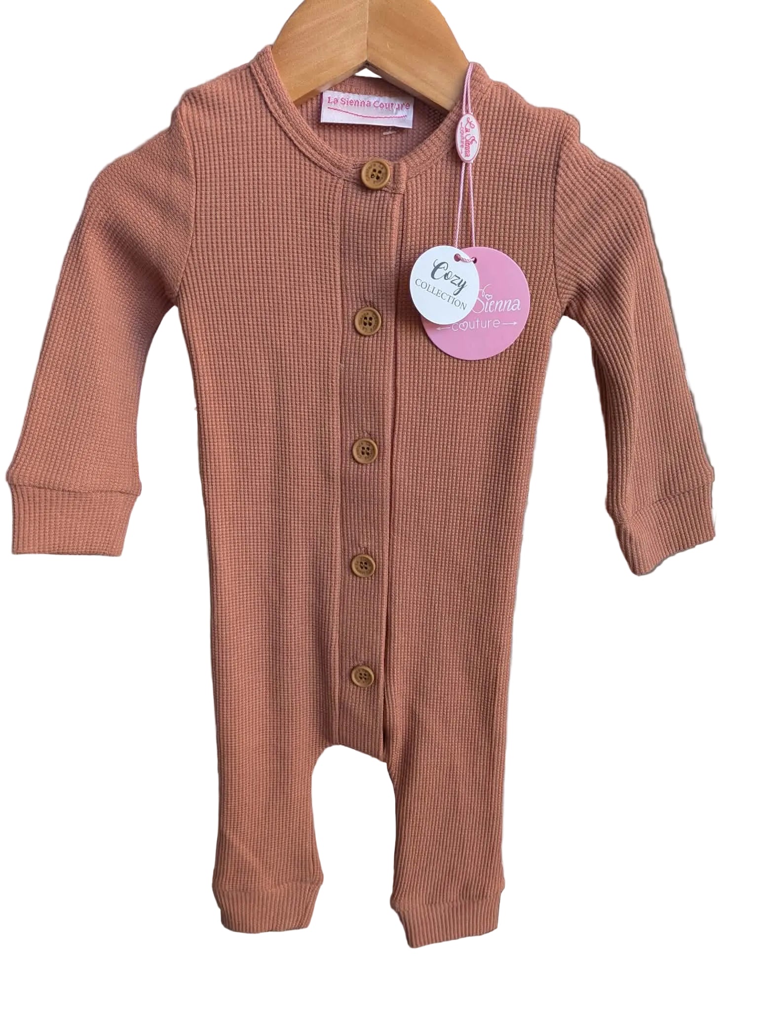 La Sienna Couture Ribbed Romper – Size 00| Rust