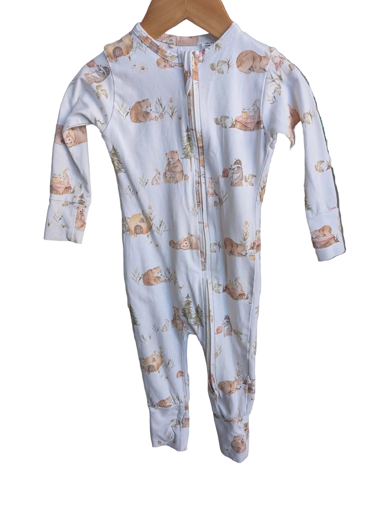 Snuggle Hunny Zip Romper – Size 0 (6–12 Months) | Woodland Print