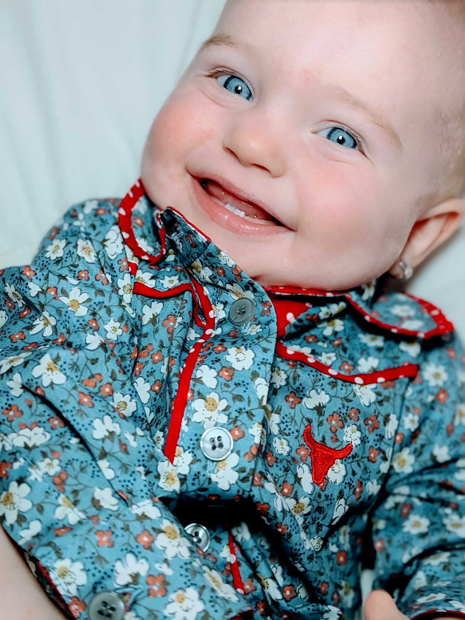 Little Windmill Floral Romper – Size 000 (0–3 Months) | Vintage Blue