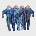 4 x  BONDS ZIPPY WONDERSUITS – SIZE 000(0-3 MONTHS)-OCEAN & ANIMAL PRINTS 🐅🐨🦂