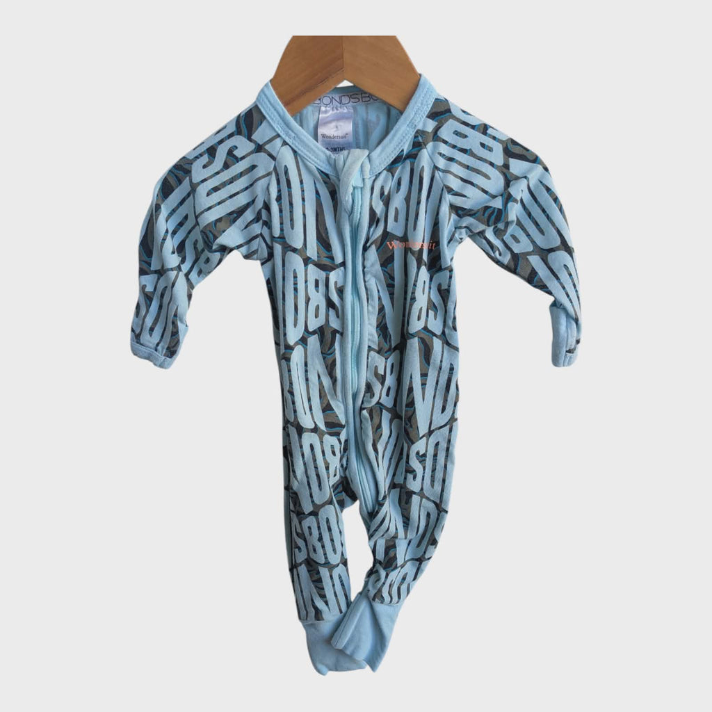 4 x  BONDS ZIPPY WONDERSUITS – SIZE 000(0-3 MONTHS)-OCEAN & ANIMAL PRINTS 🐅🐨🦂