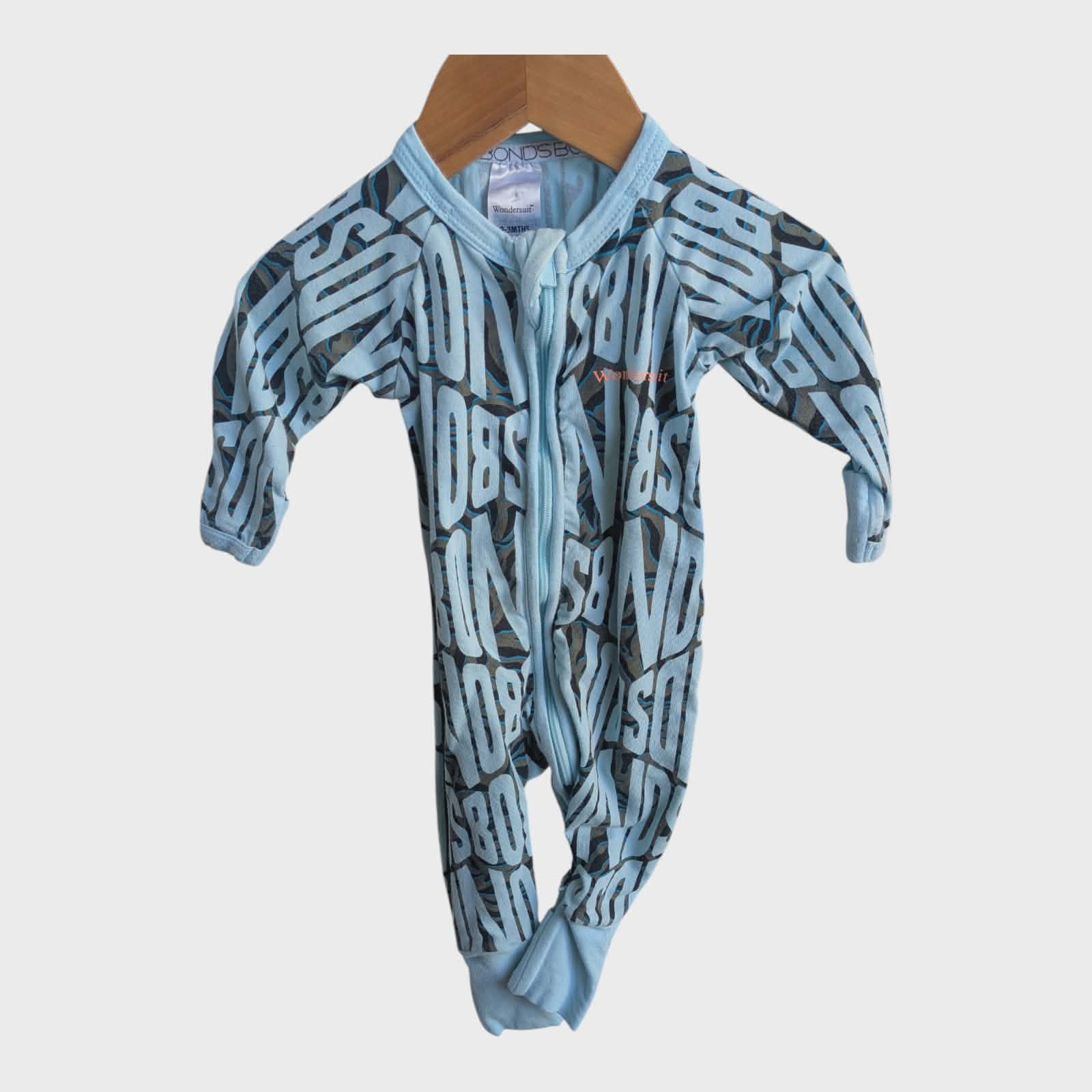 4 x  BONDS ZIPPY WONDERSUITS – SIZE 000(0-3 MONTHS)-OCEAN & ANIMAL PRINTS 🐅🐨🦂