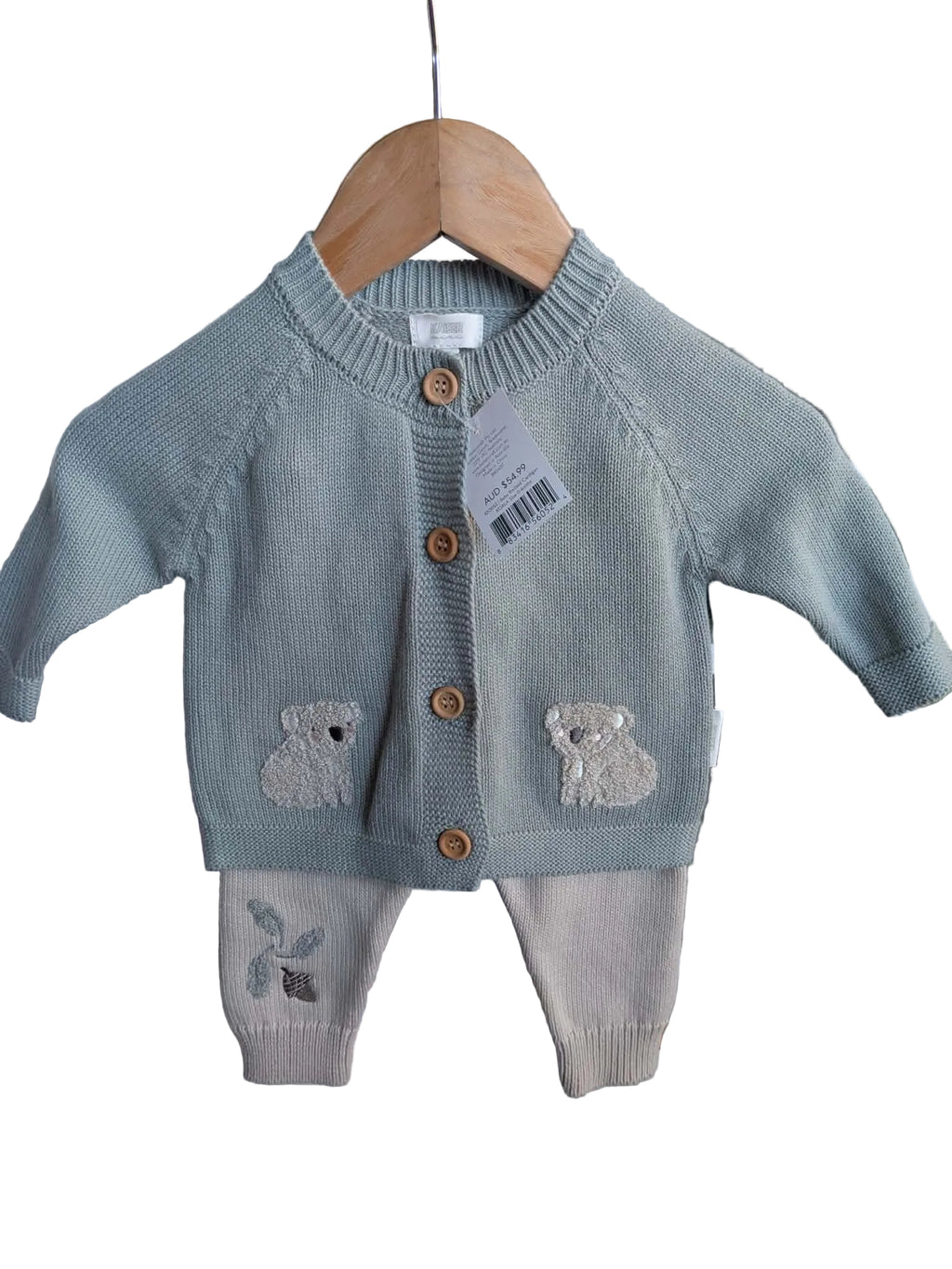 Kaiser Koala Knit Cardigan & Pants Set – 0–6 Months (BNWT)