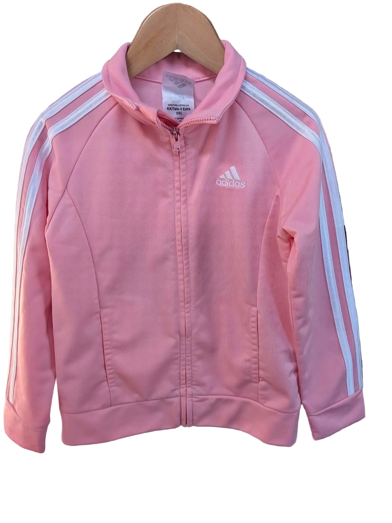 Adidas Pink Zip-Up Jacket – Kids Size 6