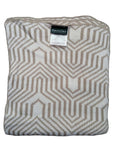 Morgan & Finch Neutral Knit Throw Blanket – Beige & White Geometric