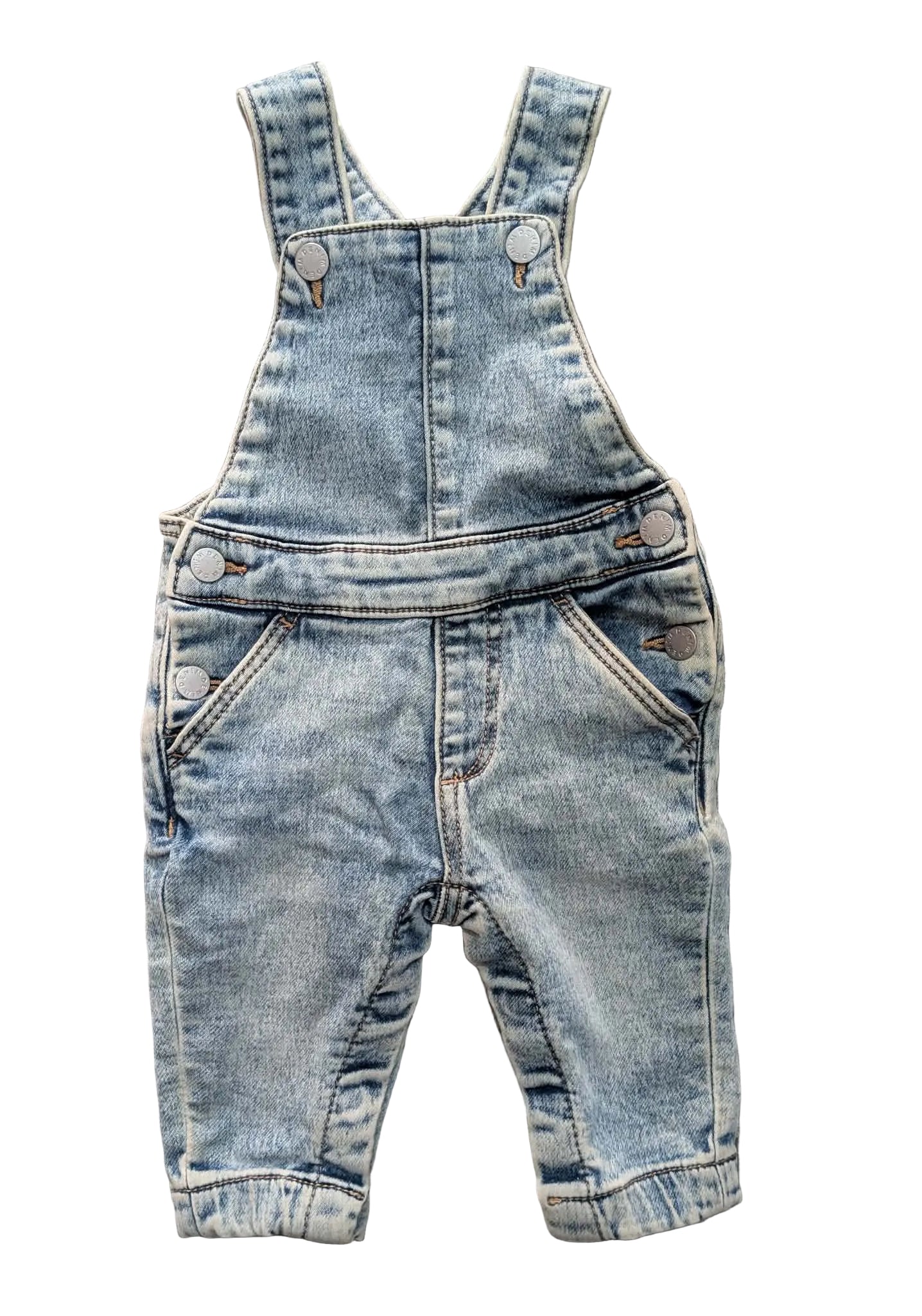 Target Baby Denim Overalls – Size 0–3 Months – Light Wash