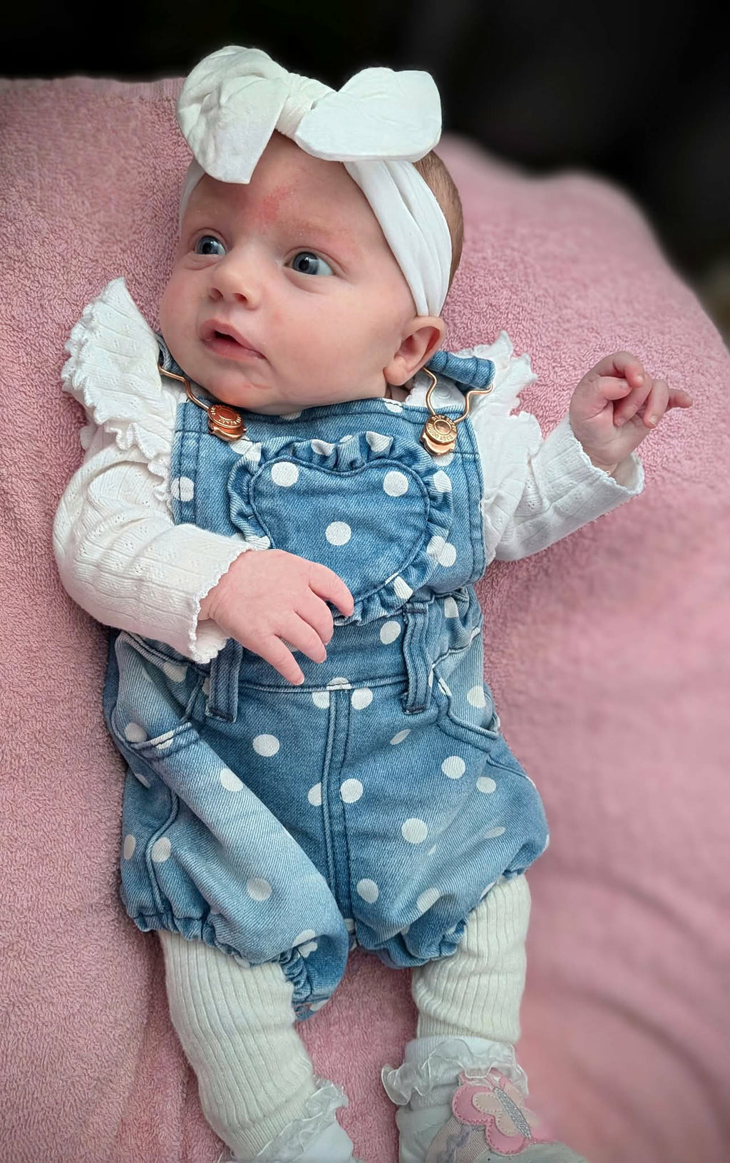 Baby Berry Polka Dot Denim Romper – Size 0000