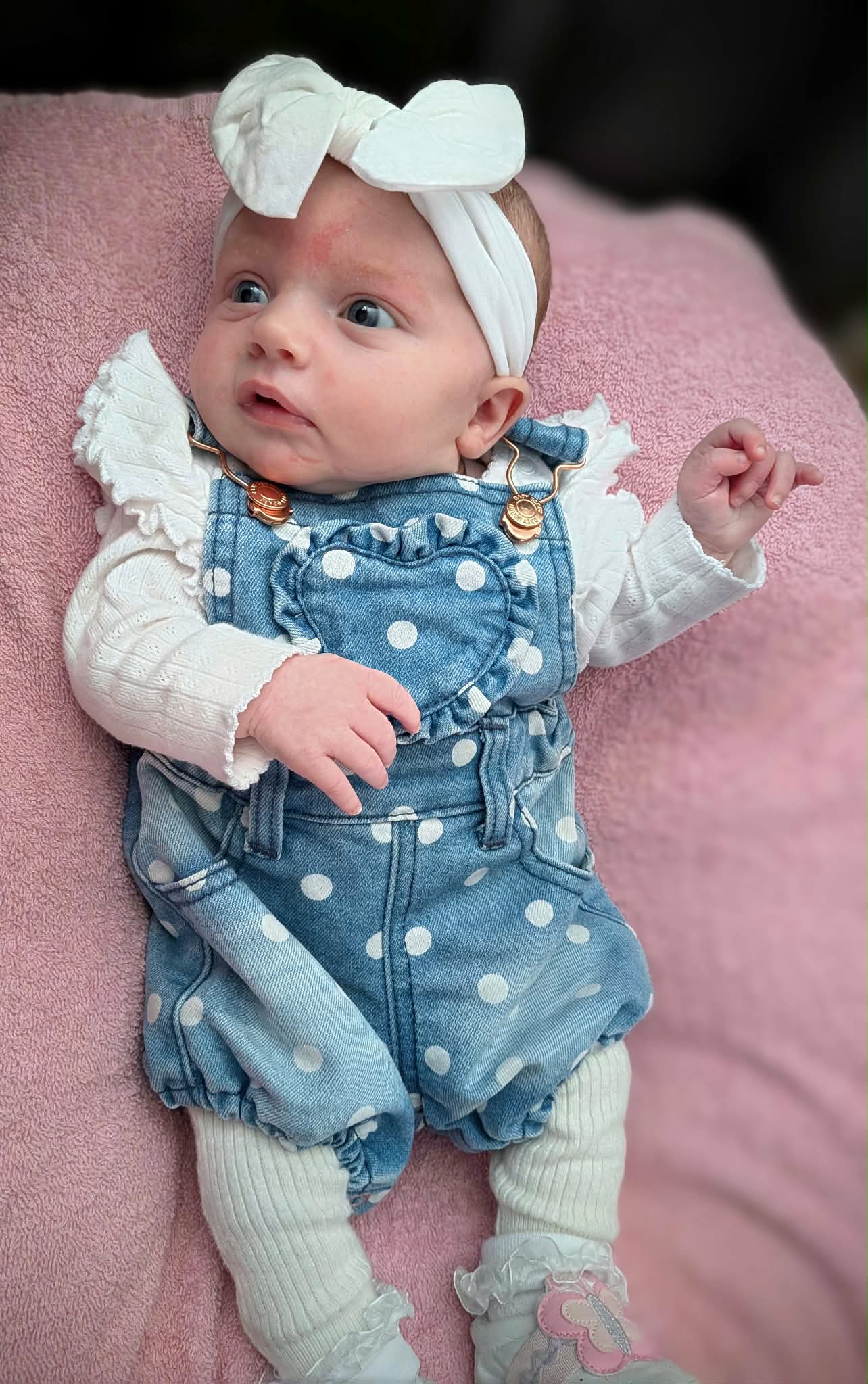 Baby Berry Polka Dot Denim Romper – Size 0000